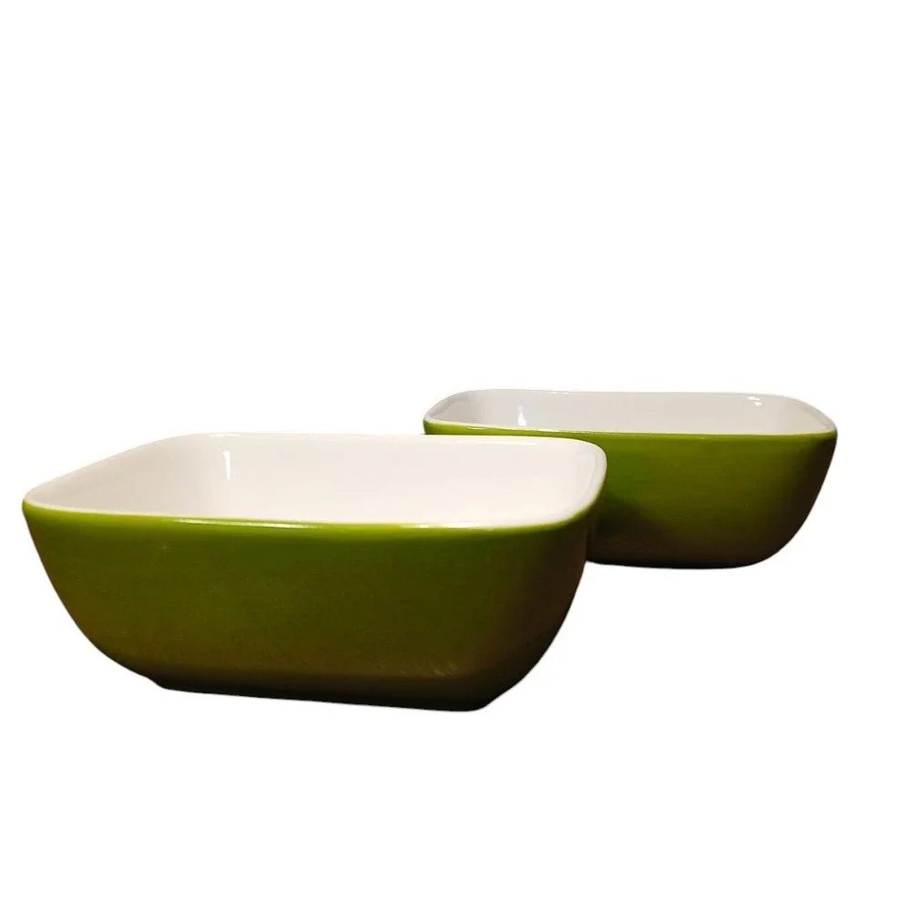 Celebrating Home Stoneware Ceramic 2 Mini Casserole Green Baking Dish 4.75